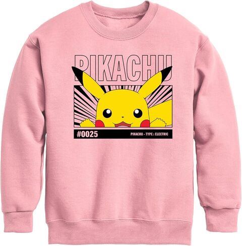 HYBRID APPAREL - Pokémon - Peeking Pikachu - سترة صوفية للأطفال برقبة دائرية - مقاس متوسط ​​بنفسجي in Saudi Arabia