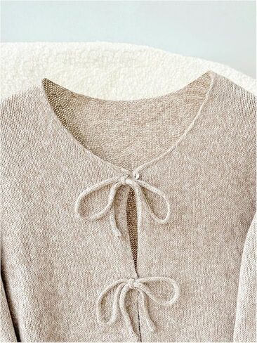 WDIRARA Girl's Tie Front Cardigan Sweaters V Neck Long Sleeve Knit Outerwear in Saudi Arabia