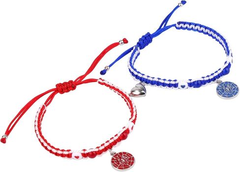 Spider Friendship Matching Bracelets, Adjustable Red and Blue Couple Bracelets for Best Friends Relationship Valentines Birthday Jewelry Gift for Lovers Girls Boys Daughter Son BF GF in Saudi Arabia