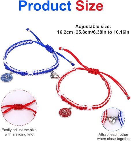 Spider Friendship Matching Bracelets, Adjustable Red and Blue Couple Bracelets for Best Friends Relationship Valentines Birthday Jewelry Gift for Lovers Girls Boys Daughter Son BF GF in Saudi Arabia