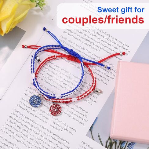 Spider Friendship Matching Bracelets, Adjustable Red and Blue Couple Bracelets for Best Friends Relationship Valentines Birthday Jewelry Gift for Lovers Girls Boys Daughter Son BF GF in Saudi Arabia
