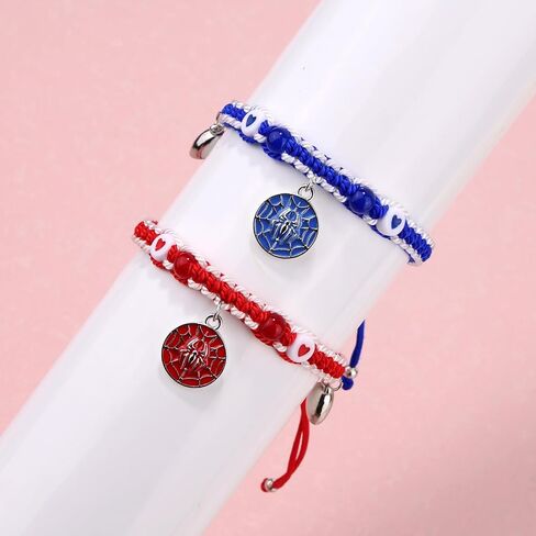 Spider Friendship Matching Bracelets, Adjustable Red and Blue Couple Bracelets for Best Friends Relationship Valentines Birthday Jewelry Gift for Lovers Girls Boys Daughter Son BF GF in Saudi Arabia