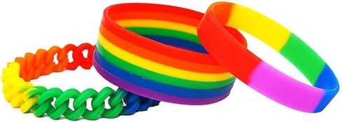 Fuqimanman2020 3pcs Silicone Rubber Rainbow Gay Lesbian Pride Wristband Bracelets Set Link Chain Sports Wristlet Party Parade Unix Friendship BFF Jewelry in Saudi Arabia