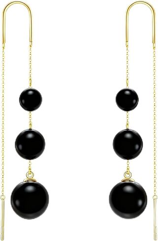 KECHO 10K/14K/18K Gold Freshwater Pink/Black/White Pearl/Turquoise/Onyx/Opal Earrings, Dainty Pearl Earrings for Women, Hypoallergenic Elegant Jewelry Gift for Her in Saudi Arabia