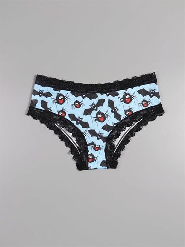 Halloween Themed Women's Hipster Panties, 4 Pack, Lace Trim, Skull Ghost Bat Spider Print in Saudi Arabia
