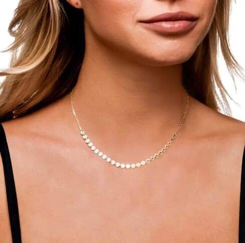 HotMixCold Coin Tattoo Pendant Necklace in 14K Gold Fill or 925 Sterling Silver, Simple Bohemian Layering Jewelry with Small Disc Pendant in Saudi Arabia