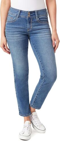 WallFlower Women's Luscious Curvy Straight 29" Mid-Rise Insta Stretch Juniors Jeans in Kuwait