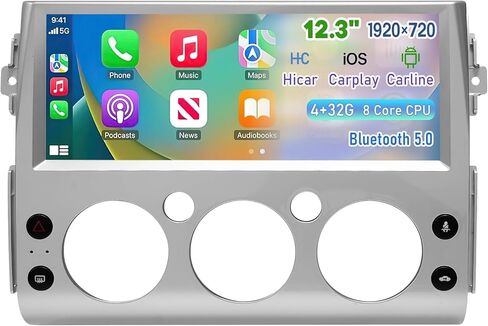 Car Stereo Radio Dash Kit for Toyota FJ Cruiser Car LCD Screen Stereo 2007-2018, Black 12.3" Android Head Unit TS10, 4+32G, Easy Install, Wireless CarPlay & Android Auto GPS Navigation in Kuwait