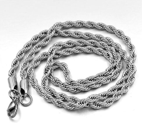 Elegant Twist Chain Necklace for Women & Men – Gorgeous Silver Color Dainty & Sturdy 2.5mm Chain in 16-28 Inch in Saudi Arabia