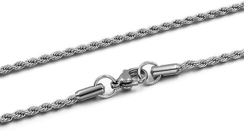 Elegant Twist Chain Necklace for Women & Men – Gorgeous Silver Color Dainty & Sturdy 2.5mm Chain in 16-28 Inch in Saudi Arabia