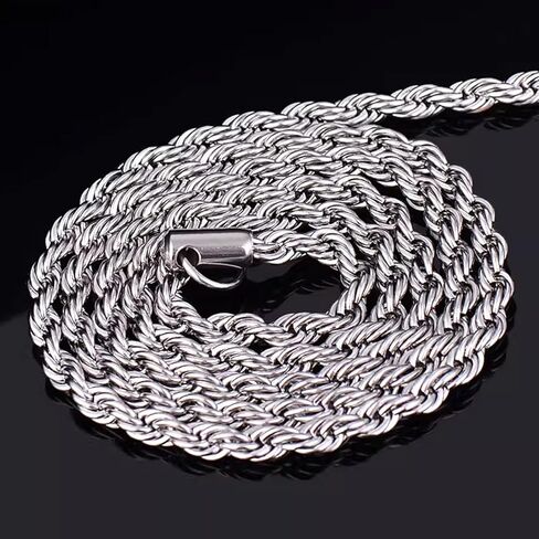 Elegant Twist Chain Necklace for Women & Men – Gorgeous Silver Color Dainty & Sturdy 2.5mm Chain in 16-28 Inch in Saudi Arabia