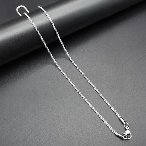 Elegant Twist Chain Necklace for Women & Men – Gorgeous Silver Color Dainty & Sturdy 2.5mm Chain in 16-28 Inch in Saudi Arabia