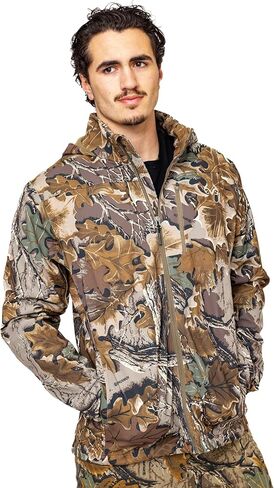سترة Realtree للرجال الأساسية ذات الغلاف الناعم - سترة صيد مموهة مقاومة للرياح ومقاومة للماء مع بطانة من الصوف وسحابات YKK in Kuwait
