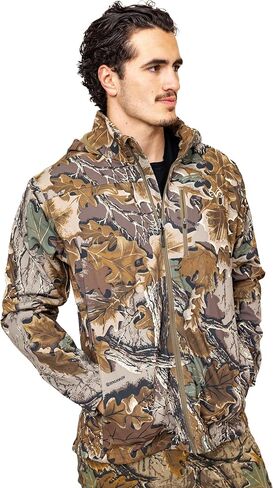 سترة Realtree للرجال الأساسية ذات الغلاف الناعم - سترة صيد مموهة مقاومة للرياح ومقاومة للماء مع بطانة من الصوف وسحابات YKK in Kuwait