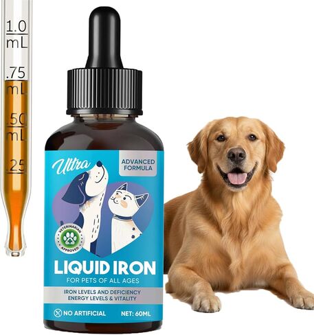مكملات الحديد السائل للقطط والكلاب، 60 مل من الحديد السائل يدعم خلايا الدم الحمراء الصحية ومستويات الطاقة، مع فيتامين C وB12، يدعم فقر الدم لدى الحيوانات الأليفة، تركيبة طبيعية آمنة، سريع الامتصاص in Kuwait