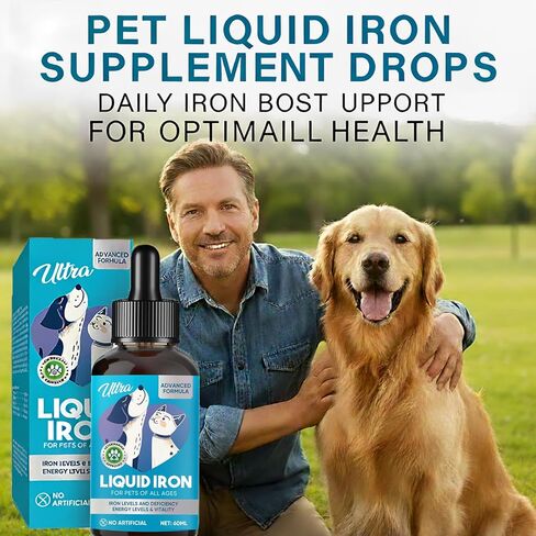 مكملات الحديد السائل للقطط والكلاب، 60 مل من الحديد السائل يدعم خلايا الدم الحمراء الصحية ومستويات الطاقة، مع فيتامين C وB12، يدعم فقر الدم لدى الحيوانات الأليفة، تركيبة طبيعية آمنة، سريع الامتصاص in Kuwait