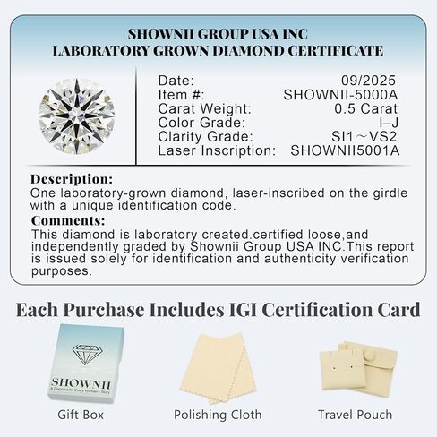 shownii Diamond Ring Certified Lab Grown Diamond Engagement Rings for Women 4 Prong Solitaire Round 14K Gold Plated Sterling Silver 0.5CT 1CT Wedding Band Jewelry Gift (I-J Color, S1-VS2 Clarity) in Saudi Arabia