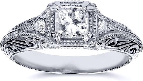 Kobelli Diamond Antique Style Filigree Engagement Ring 5/8 CTW in 14k White Gold in Saudi Arabia