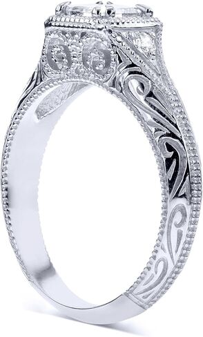 Kobelli Diamond Antique Style Filigree Engagement Ring 5/8 CTW in 14k White Gold in Saudi Arabia
