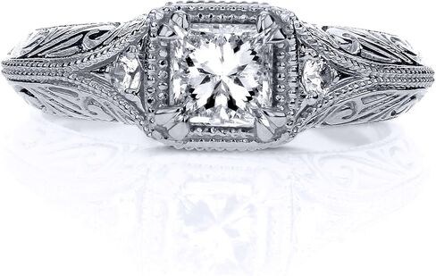 Kobelli Diamond Antique Style Filigree Engagement Ring 5/8 CTW in 14k White Gold in Saudi Arabia