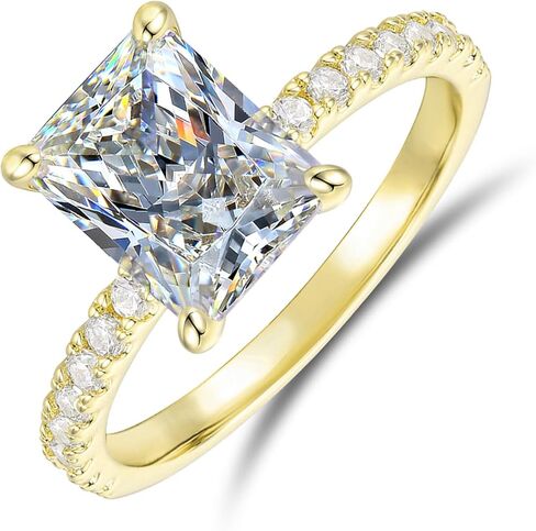 14K Gold 3.0 CT Radiant Cut Moissanite Engagement Ring Hidden Halo Engagement Ring Promise Rings for women in Kuwait