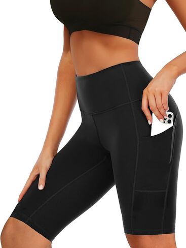 Buauty High-Waisted Women's 12" Swim Shorts with Liner UPF50+ Board Shorts with Pockets Quick Dry Swimsuit Bottom Black M in Saudi Arabia