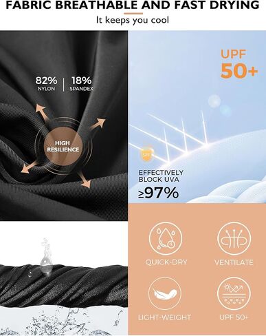 Buauty High-Waisted Women's 12" Swim Shorts with Liner UPF50+ Board Shorts with Pockets Quick Dry Swimsuit Bottom Black M in Saudi Arabia