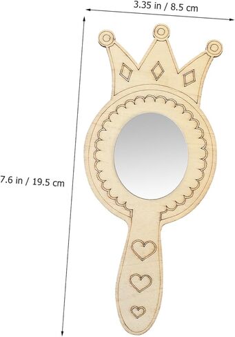 Toddmomy 1set Handheld Mirrors for Boys and Girls Unfinished Wood Shaped Craft Mirrors Watercolor Pens Rhinestone Creative Art Activity for Boys and Girls in Saudi Arabia