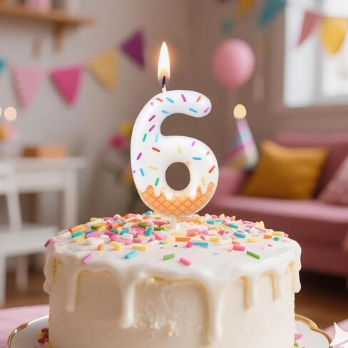 6th and 7th Birthday Candle, 67 Birthday Decoration Candle, Ice Cream Number Candle-for-Birthday Cake Women, 6th Birthday Party Candles, Donut Party Decorations in Kuwait