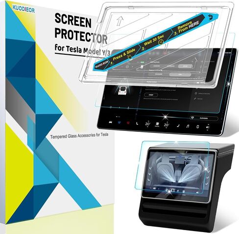 New Version Tesla Model Y/3 Screen Protector Accessories【Matte No Glare! Anti Fingerprint】Premium 9H Tempered Glass Screen Protector with Mounting Frame Kit for Model 3(2023-2017) /Model Y(2024-2020) in Kuwait