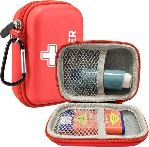 Auvi Q Carrying Case, Empty Hard-Shell Carry Box Portable Medicine Emergency Bag for 2 Auvi-Q Auto Injectors,Asthma Inhaler,Nasal Spray,Allergy Medicine,First Aid, Case Only in Saudi Arabia