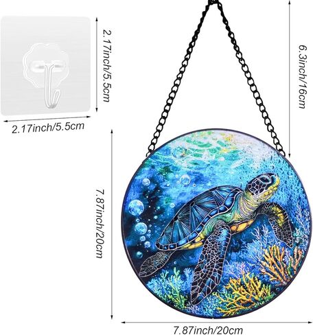 Stained Glass Window Hanging Sea Turtle Sun Catchers Colorful Glass Panel Marine Animal Suncatcher Decor for Birthday for Women,Men,Wife, Lovers, and Mom in Saudi Arabia