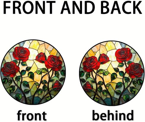 Red Rose Stained Acrylic Window Hanging, Plant Flowers Acrylic Window Decor Hanging Ornaments Indoor Outdoor Garden Stained Art Panel Gift for Women Mother's Day Christmas Day in Saudi Arabia