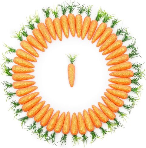 Juvale Carrot Decor Foam Ornaments - 3 x 0.5 x 0.5 in, Orange & Green, 45 Pack - Kitchen Decoration & Egg Decor - Mini Foam Carrot Ornaments for Craft Projects in Saudi Arabia