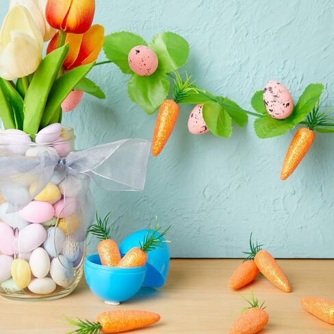 Juvale Carrot Decor Foam Ornaments - 3 x 0.5 x 0.5 in, Orange & Green, 45 Pack - Kitchen Decoration & Egg Decor - Mini Foam Carrot Ornaments for Craft Projects in Saudi Arabia