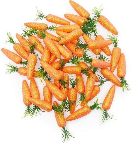 Juvale Carrot Decor Foam Ornaments - 3 x 0.5 x 0.5 in, Orange & Green, 45 Pack - Kitchen Decoration & Egg Decor - Mini Foam Carrot Ornaments for Craft Projects in Saudi Arabia