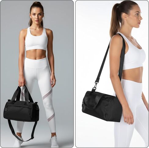 Black Mini Gym Bag, Adjustable Sport Bags Small Duffle Bag with Detachable Strap for Women Men Portable Fitness Shoulder Bags for Sports, Travel and Gym in Saudi Arabia