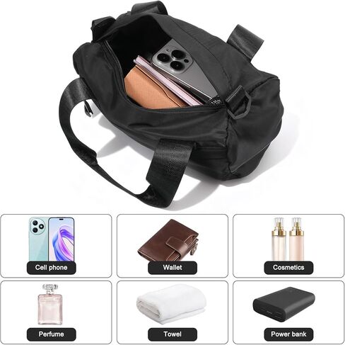 Black Mini Gym Bag, Adjustable Sport Bags Small Duffle Bag with Detachable Strap for Women Men Portable Fitness Shoulder Bags for Sports, Travel and Gym in Saudi Arabia