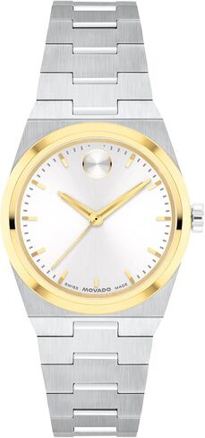 Movado Women's Bold Quest Mini 28mm Watch, White Sunray Dial, Swiss Quartz Movement, Stainless Steel Case and Bracelet, Signature Dot, Modern Petite Luxury Timepiece in Saudi Arabia