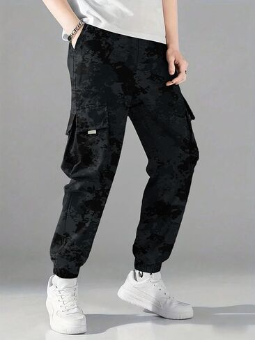 1 Piece Boys' Teenage Casual Street Style Fashion Athletic Pants - Waffle Knit, Straight-Leg, Comfortable in Saudi Arabia