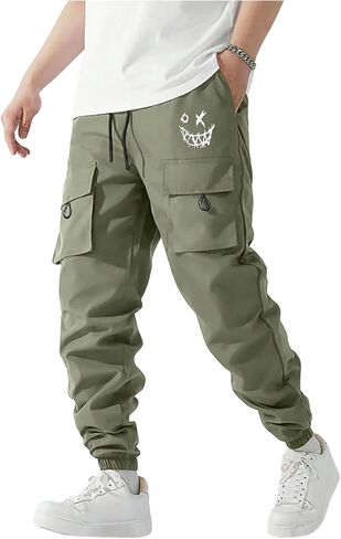 WDIRARA Boy's Cargo Pants Graphic Elastic Waist Workout Joggers Pants Streetwear in Saudi Arabia
