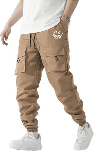 WDIRARA Boy's Cargo Pants Graphic Elastic Waist Workout Joggers Pants Streetwear in Saudi Arabia