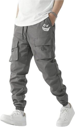 WDIRARA Boy's Cargo Pants Graphic Elastic Waist Workout Joggers Pants Streetwear in Saudi Arabia