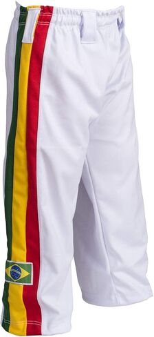 JL Sport Authentic Brazilian Capoeira Martial Arts Pants - Unisex/Children's (White, Jamaican, Reggae Themed) 11-12 Yrs in Saudi Arabia