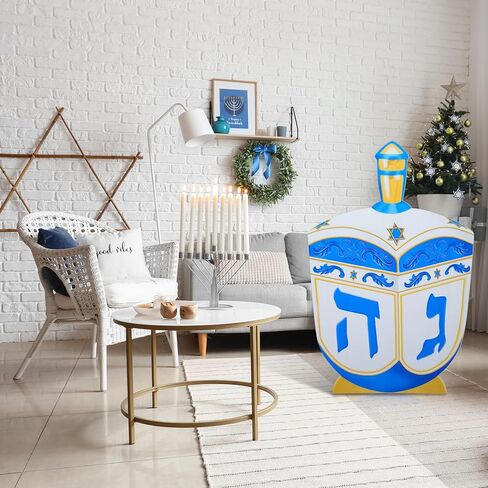 Amyhill 3.5 قدم Hanukkah Dreidel من الورق المقوى الوقوف انقطاع حجم الحياة الدينية Dreidel الوقوف من الورق المقوى Hanukkah مهرجان اليهودي الديكور خلفية الصورة الدعامة لديكور عطلة اليهودية in Kuwait
