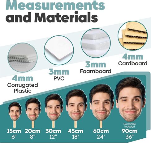 1 Pc, Custom Big Head with Your Photo | Fun Face Cardboard Cutout | 4 Materials - 6 Size Options - Big Heads on a Stick | Life Size face on a Stick | Upload Your Photo in Saudi Arabia