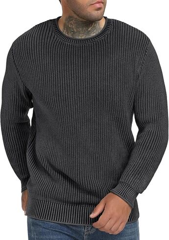 NITAGUT Men's Crewneck Sweater Soft Casual Classic Pullover Washed Knitwear Sweaters with Ribbing Edge in Saudi Arabia