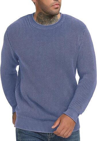 NITAGUT Men's Crewneck Sweater Soft Casual Classic Pullover Washed Knitwear Sweaters with Ribbing Edge in Saudi Arabia