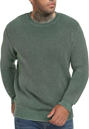 NITAGUT Men's Crewneck Sweater Soft Casual Classic Pullover Washed Knitwear Sweaters with Ribbing Edge in Saudi Arabia