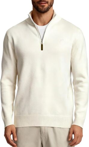 VPG Mens Quarter Zip Sweater, Regular Fit Lightweight Mock Neck Knit Texture Polo Long Sleeve 1/4 Zip Pullover in Saudi Arabia